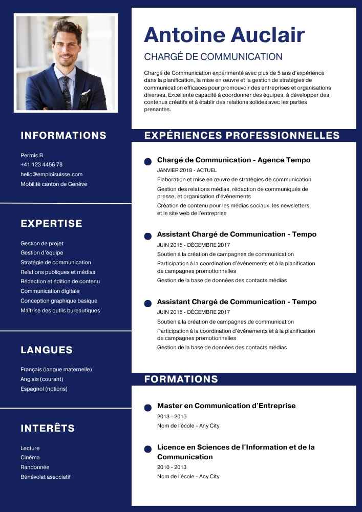 CV responsable du suivi et de l’évaluation Classique