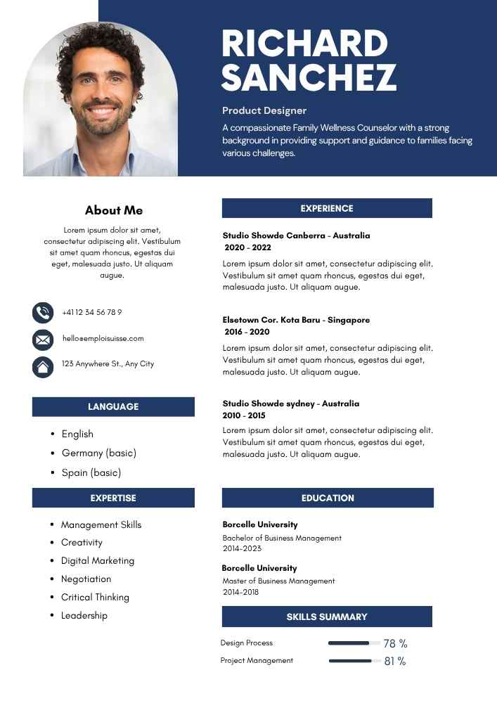 CV professionnel suisse, offre complète