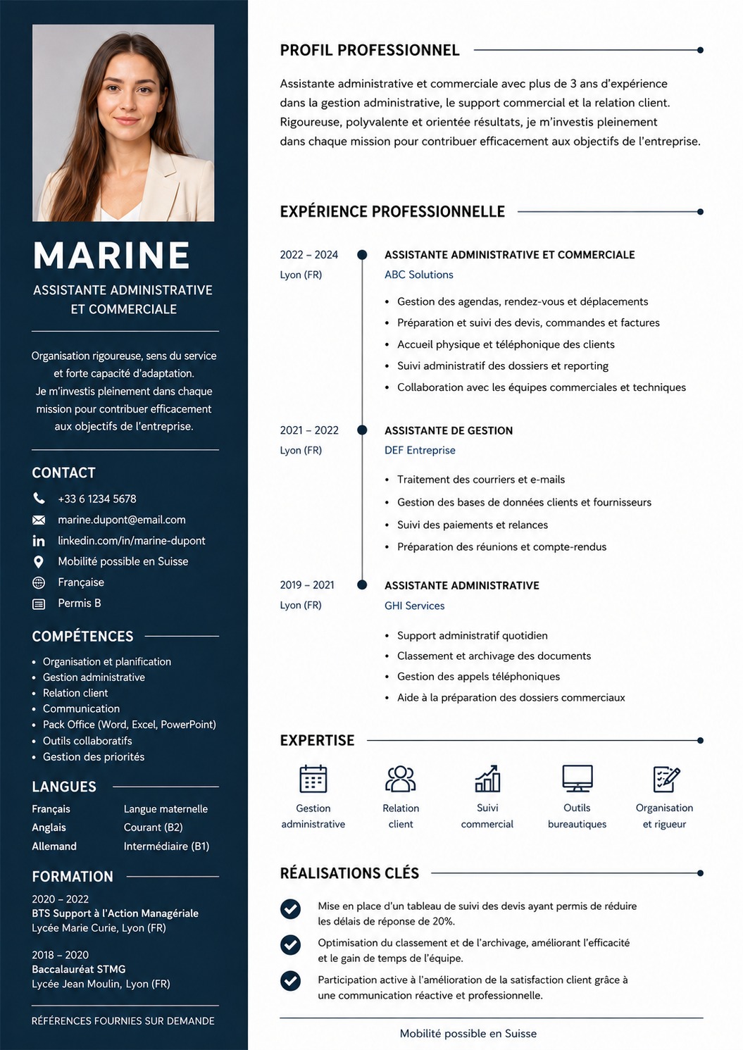 Aperçu du design de CV Marine