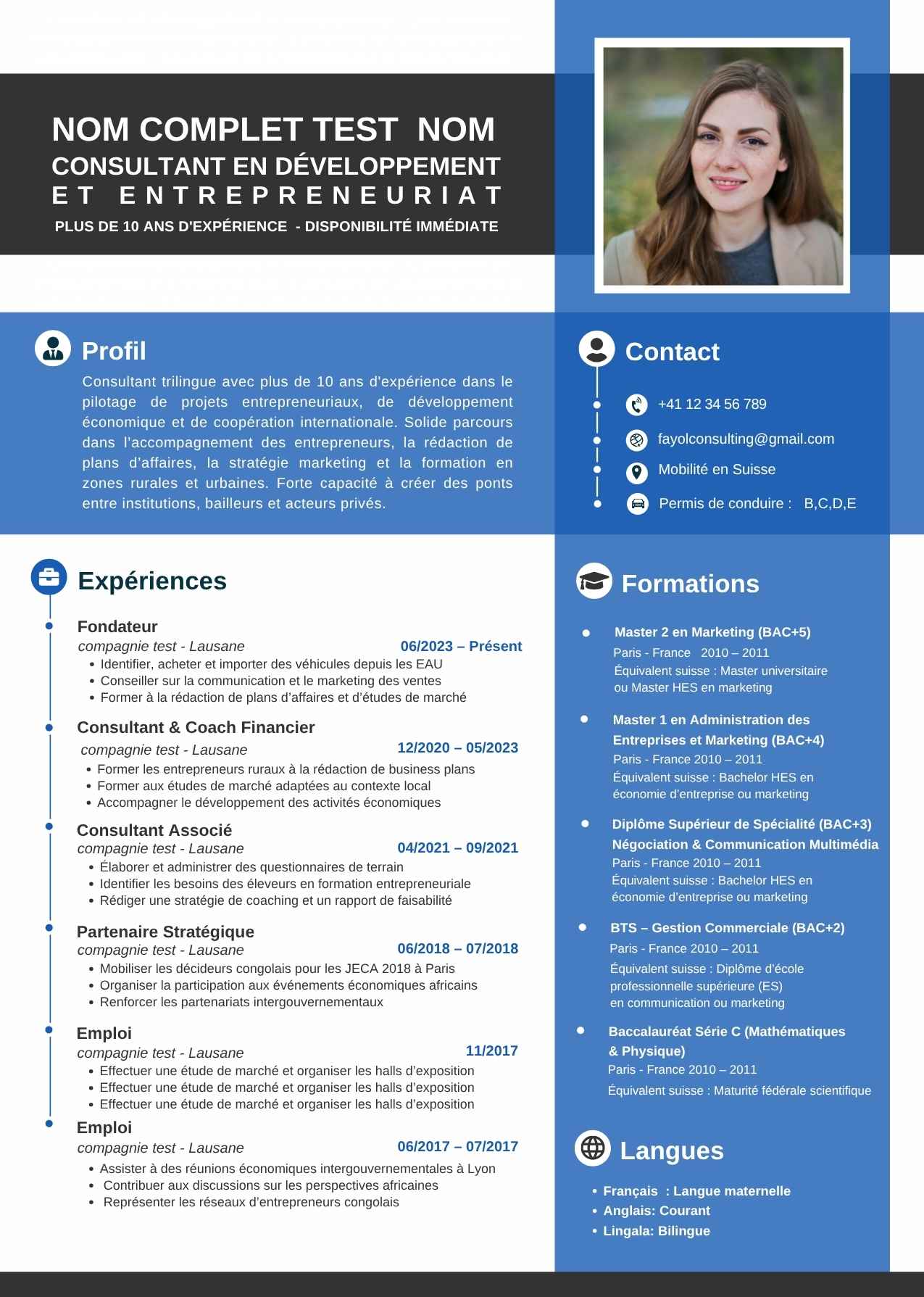 Aperçu du design de CV Moderne